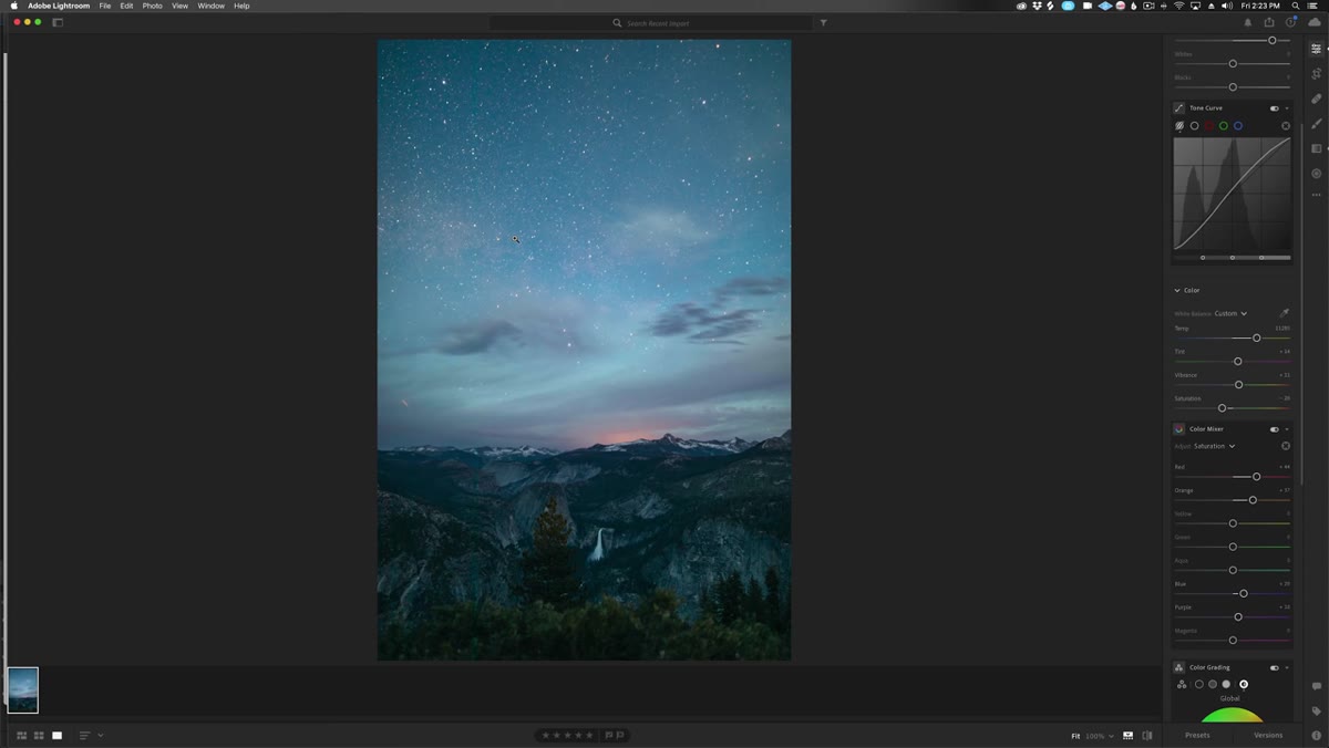 Desktop Lightroom presets panel with import option visible