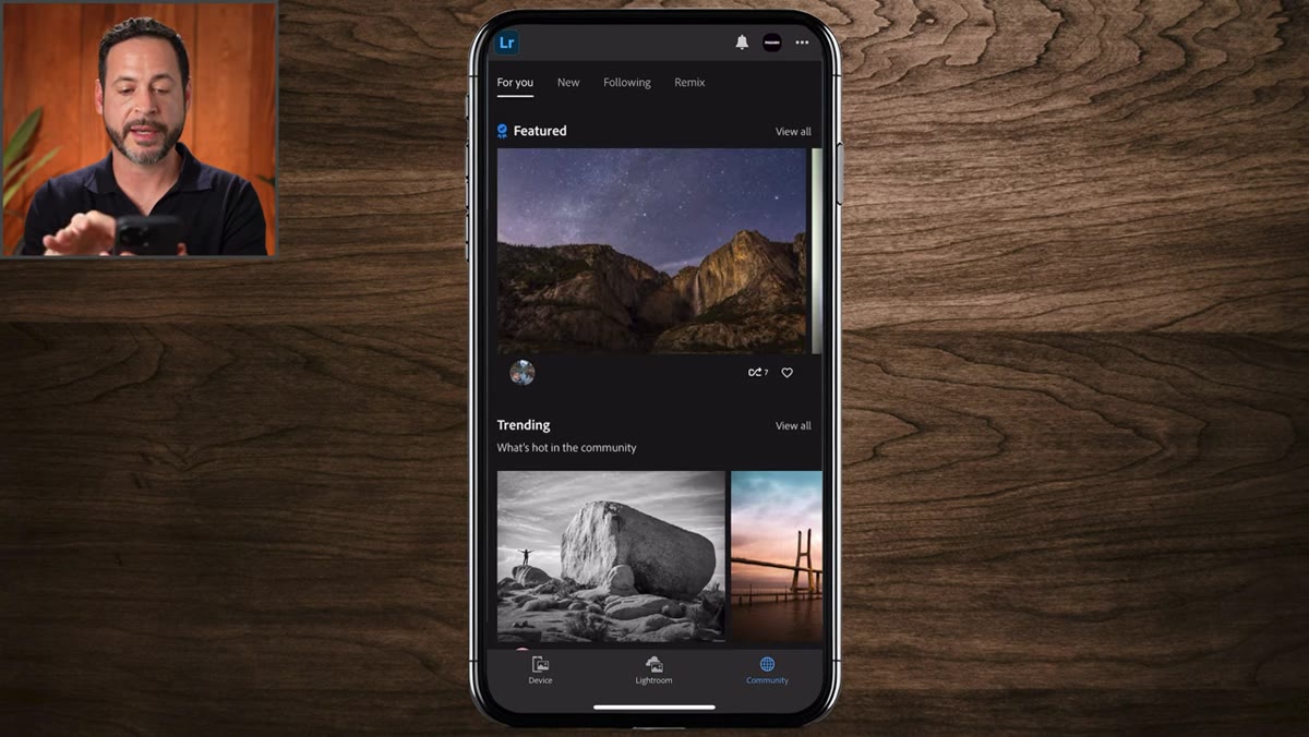 Community tab showing a feed of images from other Lightroom users