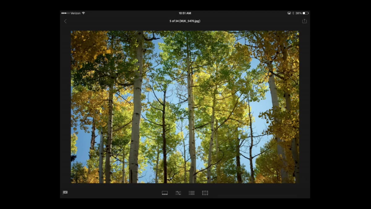 Star rating interface visible in bottom left corner of Lightroom Mobile