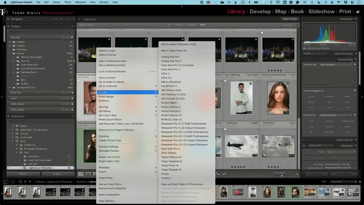 Right-click context menu showing &ldquo;Edit in Photoshop&rdquo; option in Lightroom