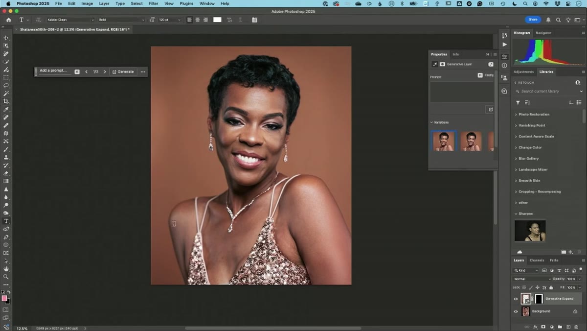 Type tool active with text being placed over portrait in Photoshop