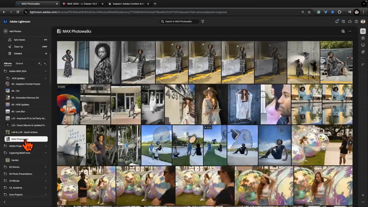 Album of Adobe Max photo walk images open in grid view