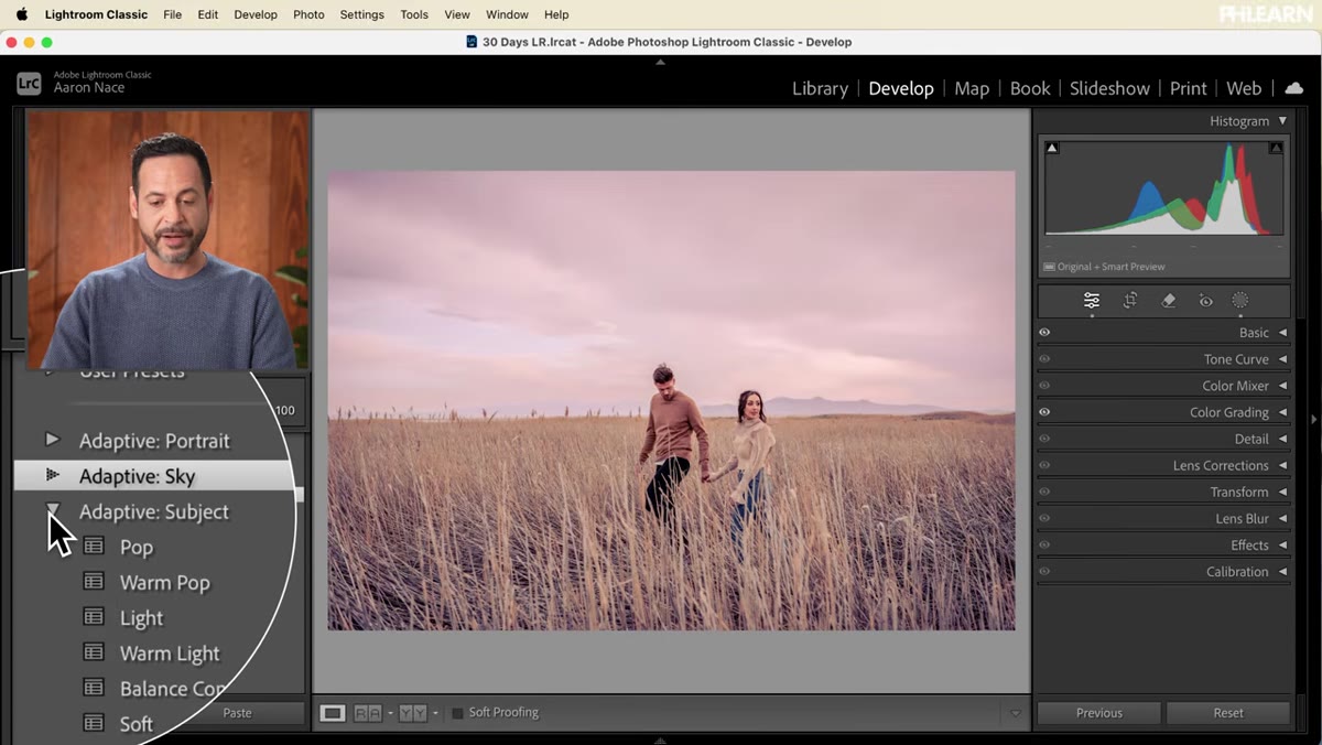 Subject preset applied, people in image selectively edited
