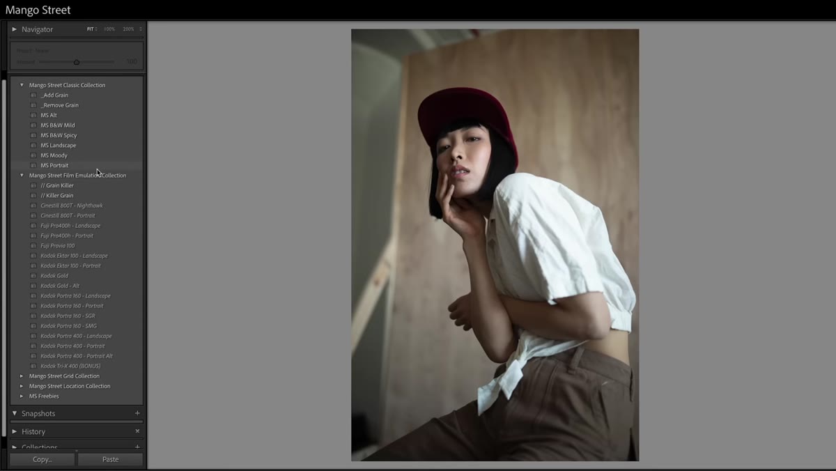 Preset intensity slider being pulled back on a JPEG file