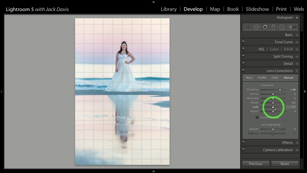 Distortion slider being pulled toward pincushion in Manual tab