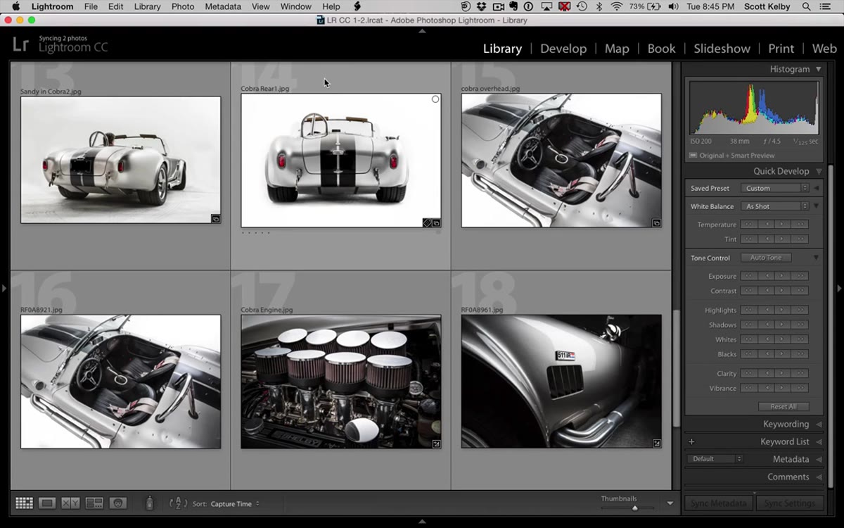 Lightroom module tabs highlighted at the top of the screen