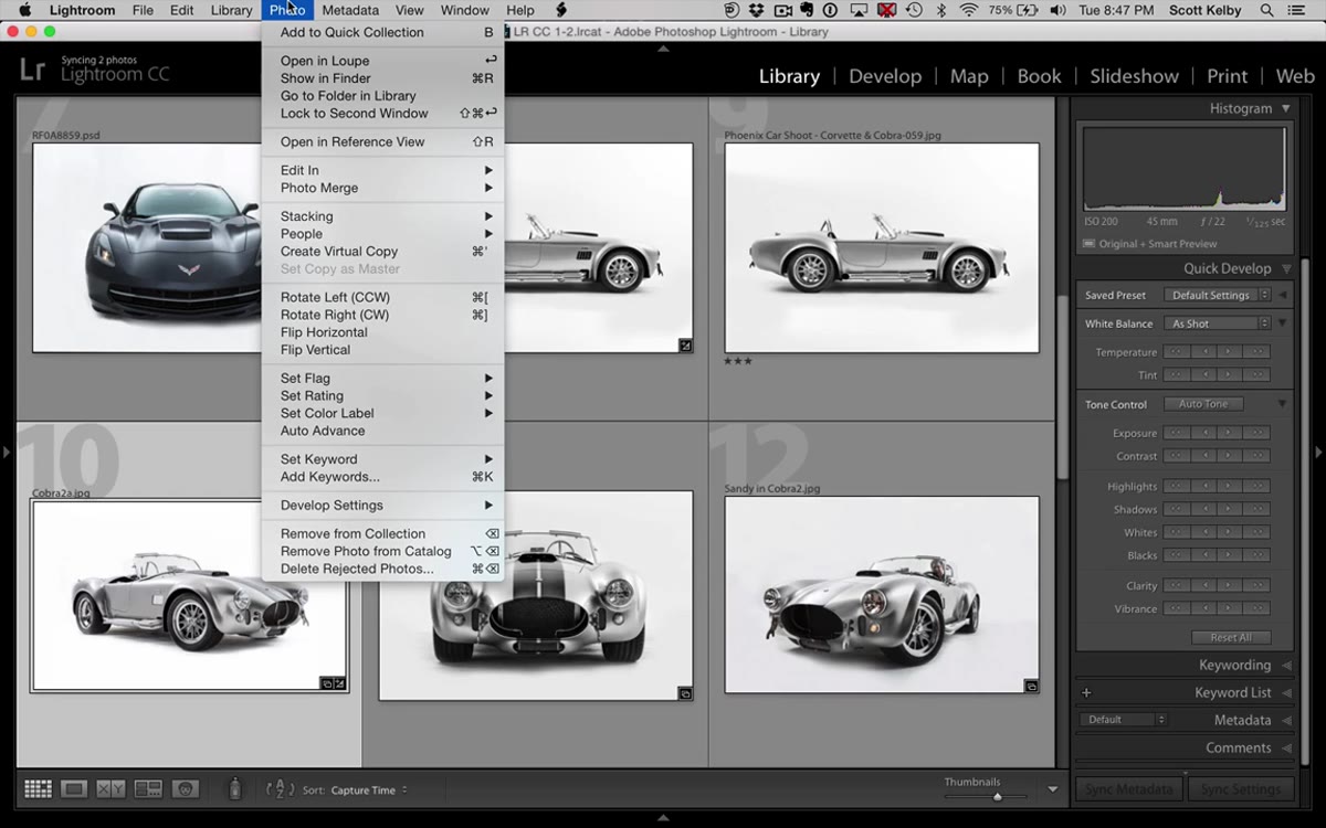 Photo menu open with Auto Advance option highlighted