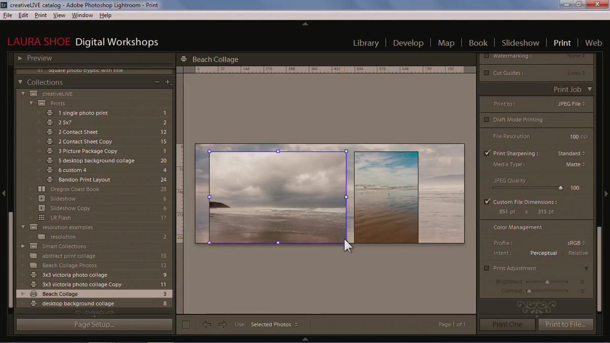 Layout view after pixel dimensions entered, image repositioned
