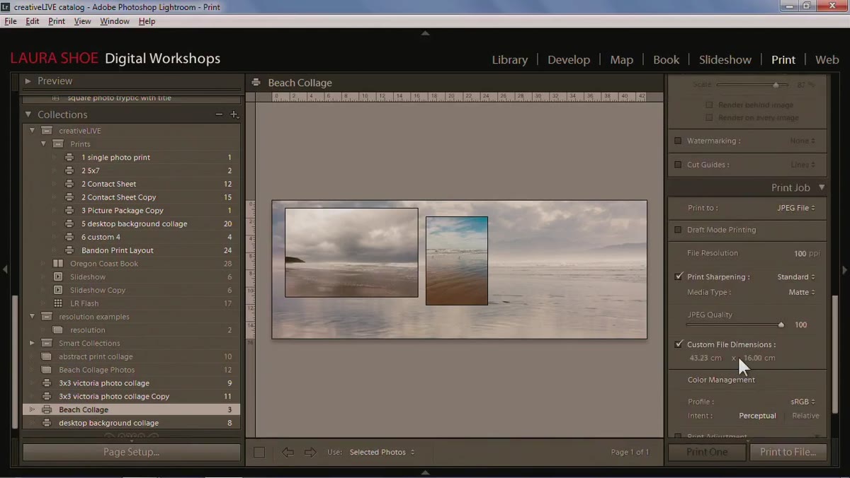 Print Job panel set to JPEG with file dimensions confirmed