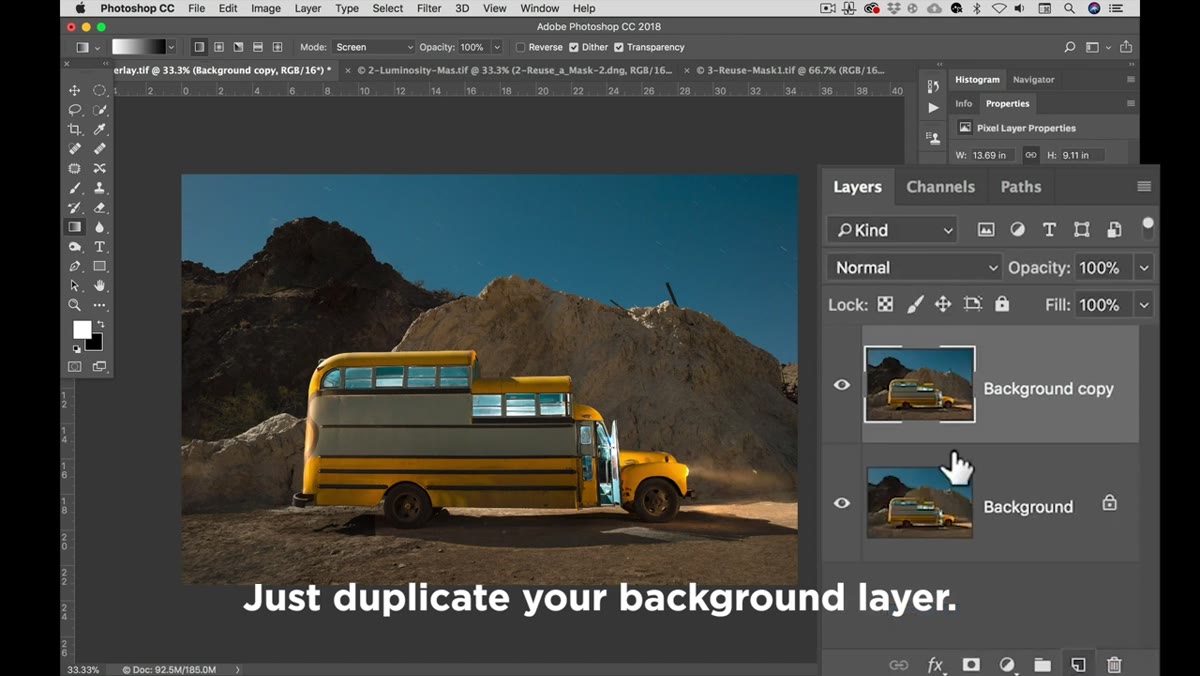 Duplicate background layer with Overlay blend mode applied to sky selection