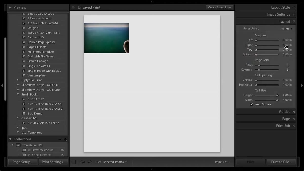 Margins set to zero in the Layout panel for JPEG output