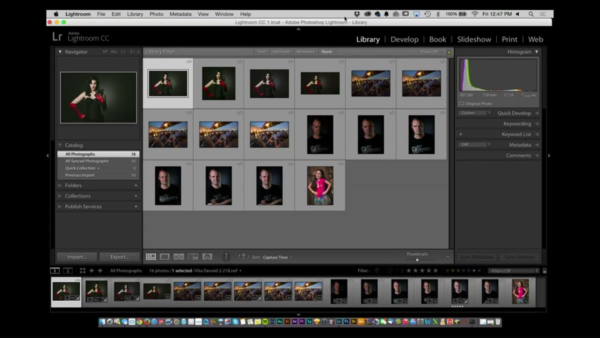 Library module showing Publish Services panel with 500px and Behance listed