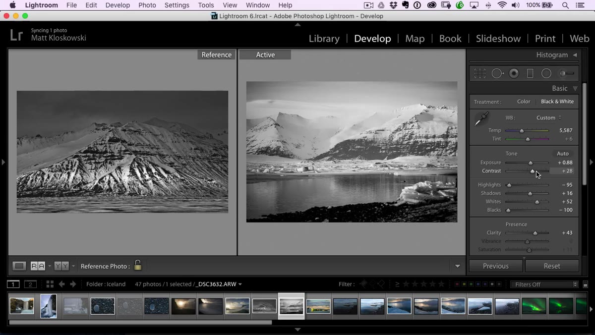 Clarity slider being increased in Develop module