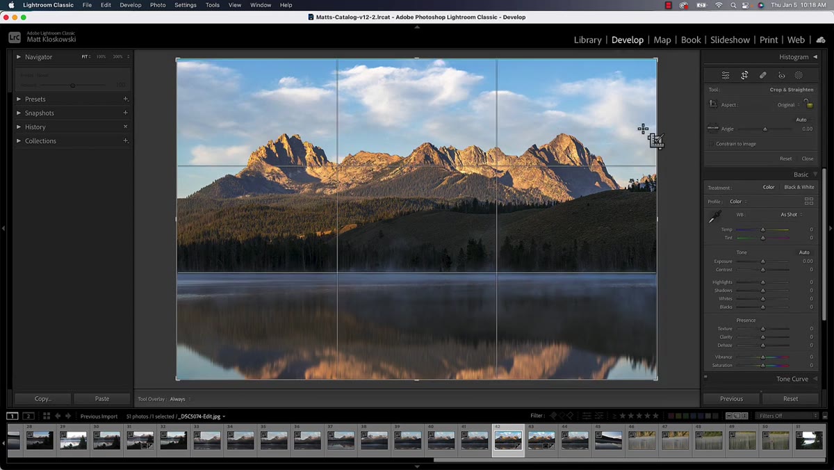 Crop tool activated by pressing R, keyboard shortcut shown