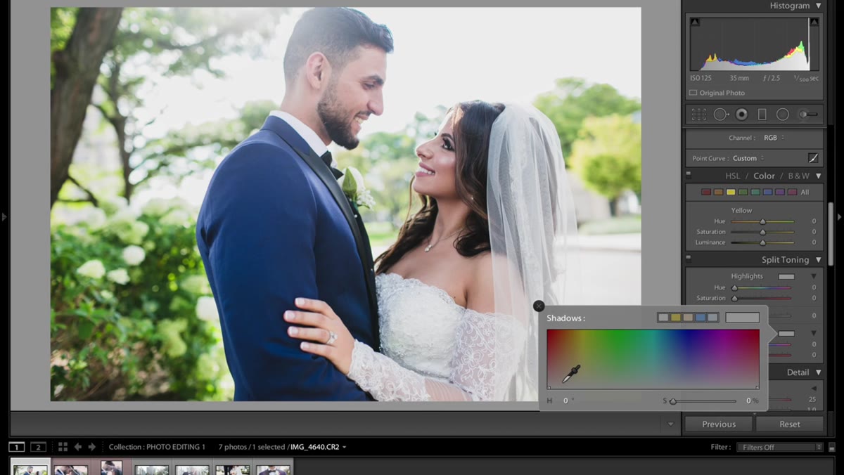 Orange color added to shadows in the color grading or tone curve section