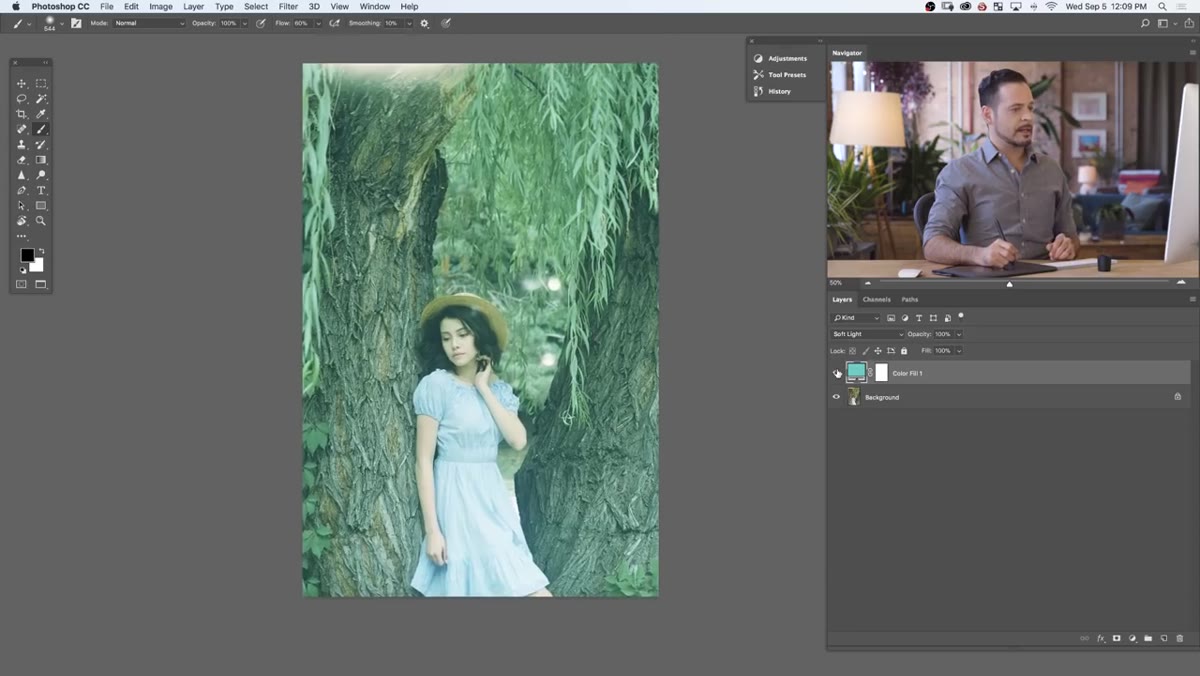 Blend mode dropdown showing Soft Light selected