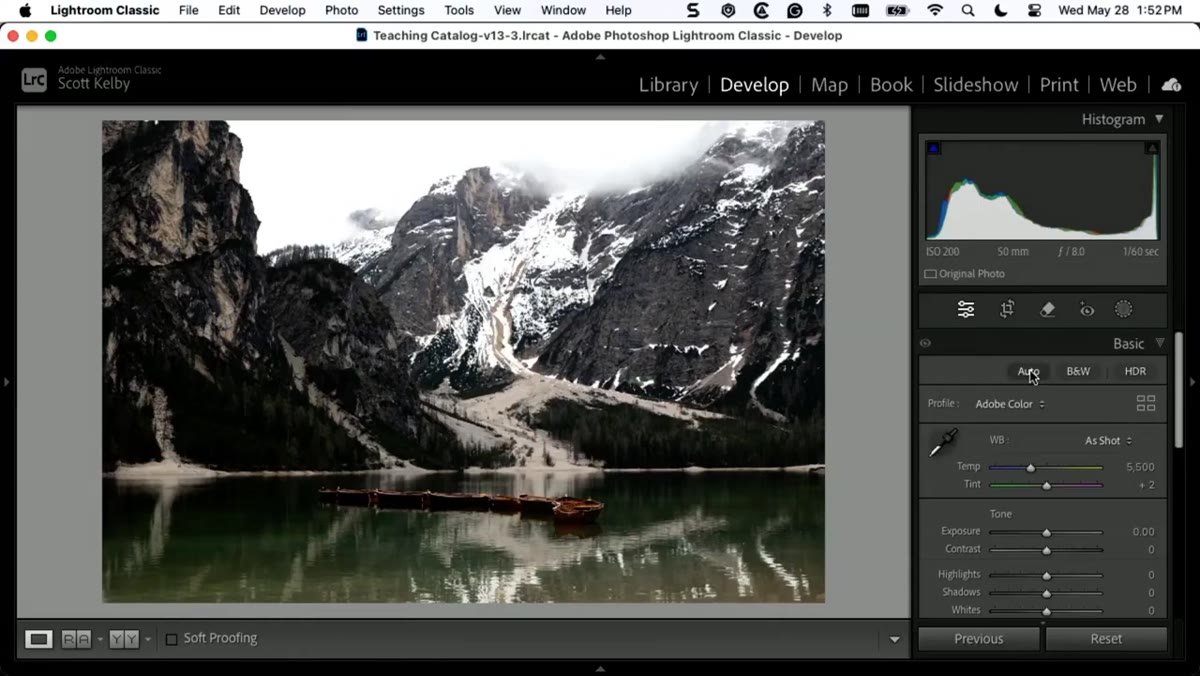 RAW photo open in Lightroom&rsquo;s Develop module