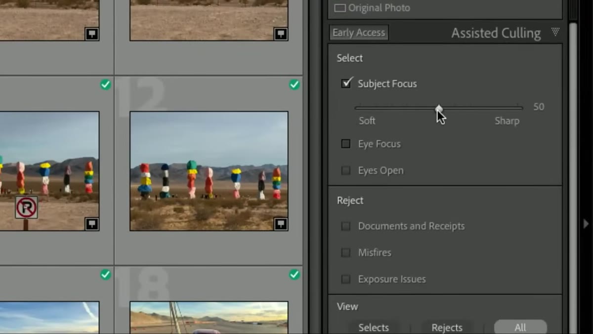 Strictness slider being dragged right, select count dropping to 35