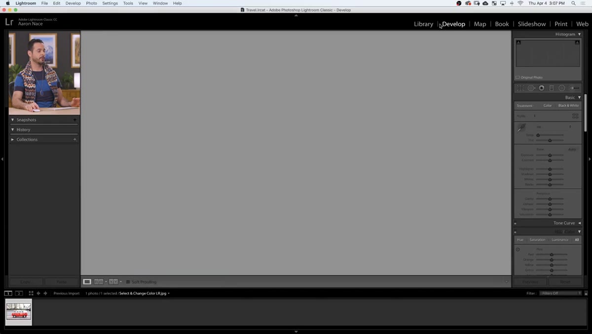 Develop module panel with HSL/Color section open