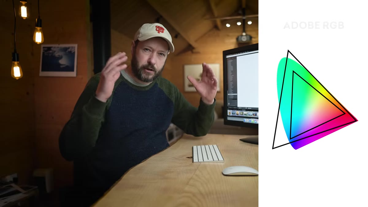 Visual comparison of color space differences with greens highlighted