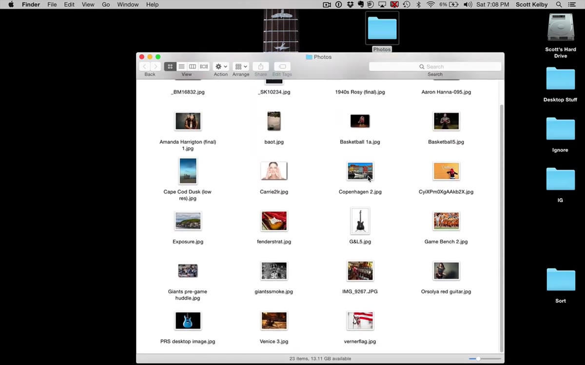 Desktop folder created and named, containing multiple photo types