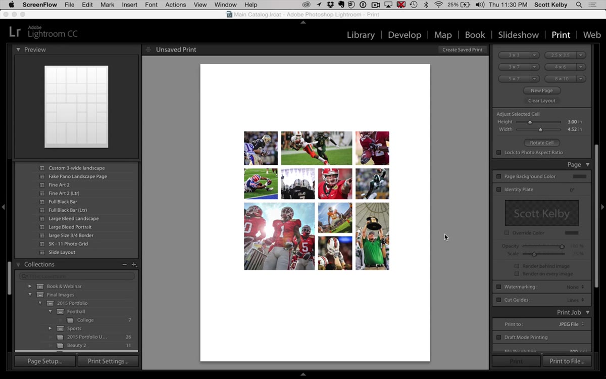Custom package layout with multiple photos arranged on canvas