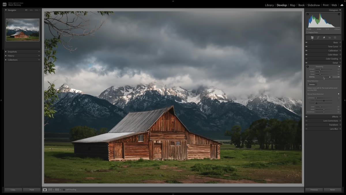 Sharpening panel reset to Lightroom defaults