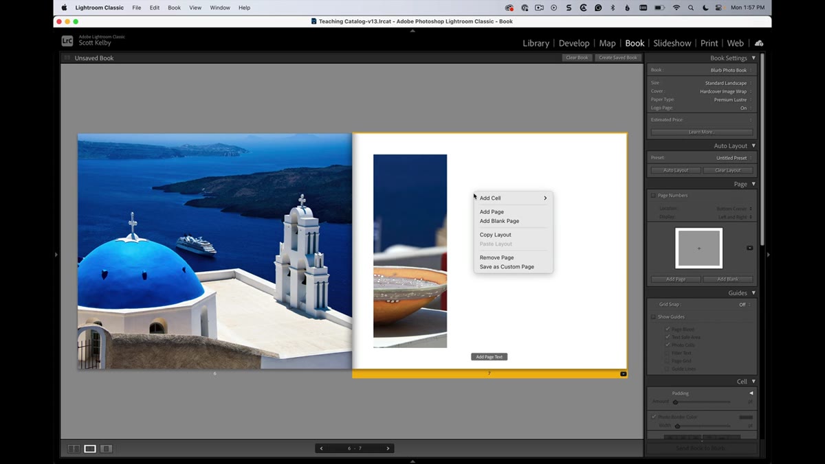 Right-click context menu showing Add Cell and Photo option