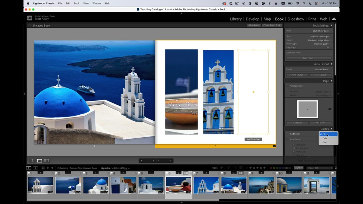Grid Snap setting being toggled on in the right panel