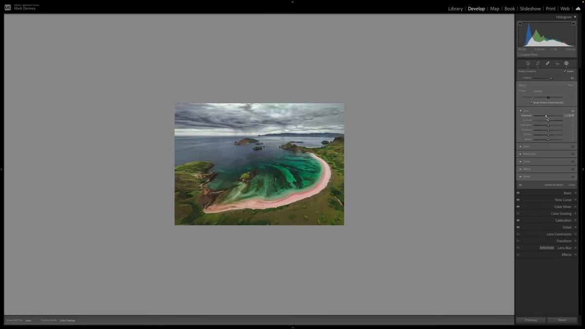 Exposure slider being pulled down in mask settings