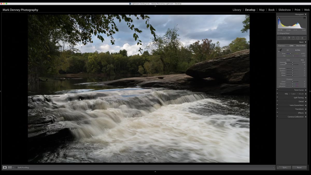Basic panel with Exposure, Highlights, and Shadows sliders adjusted