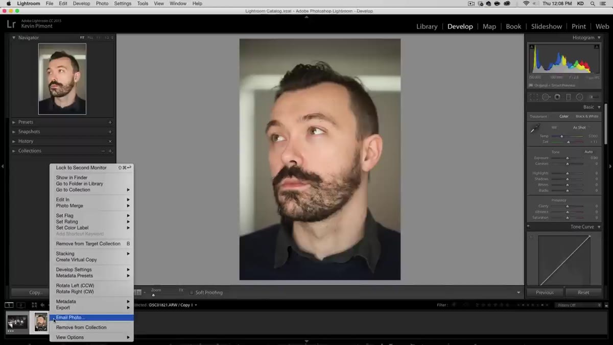 Creating a virtual copy in Lightroom&rsquo;s filmstrip