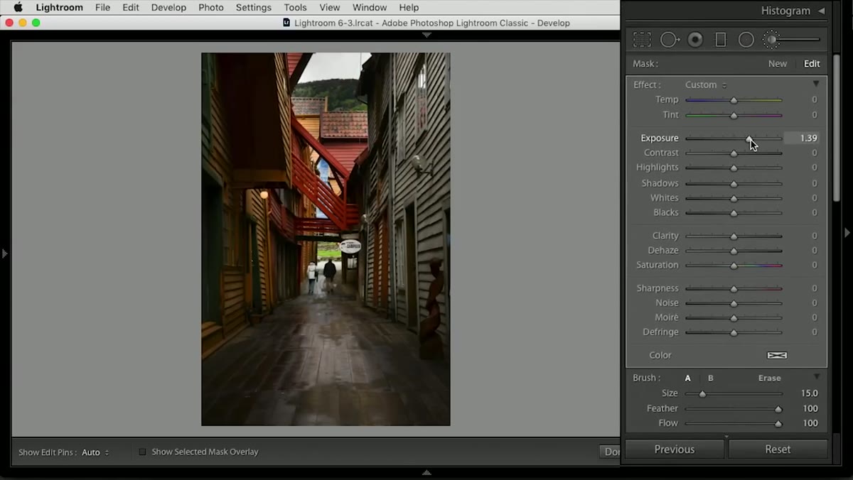 Brightness brush layer selected, Clarity slider being increased