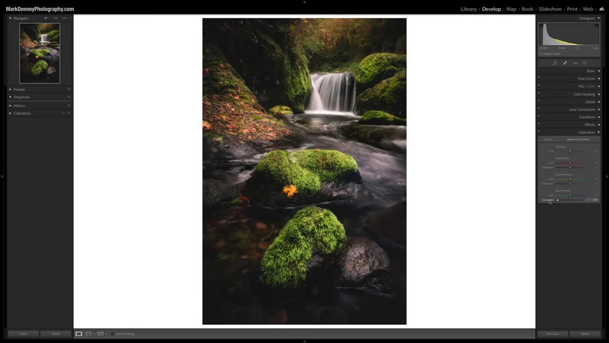 Blue Primary Saturation slider being dragged to negative 100