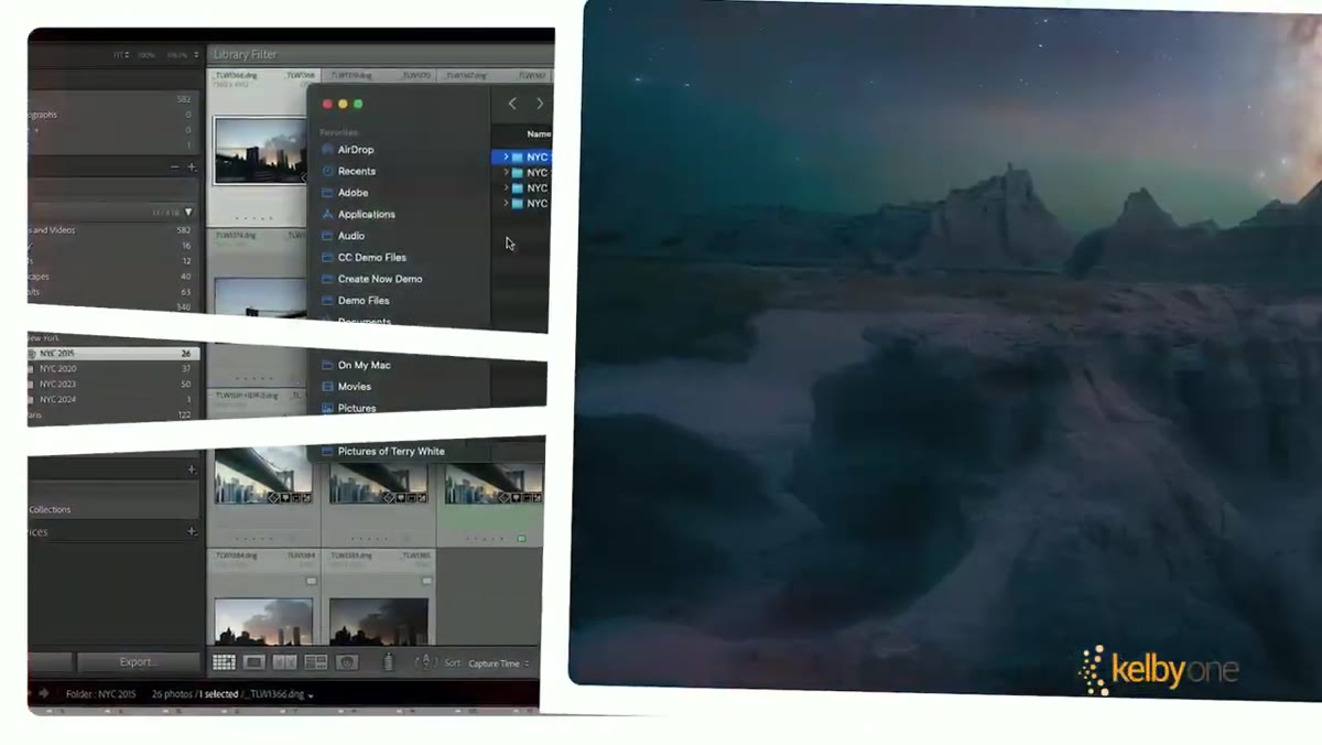 Batch workflow and mobile Lightroom interface shown in trailer