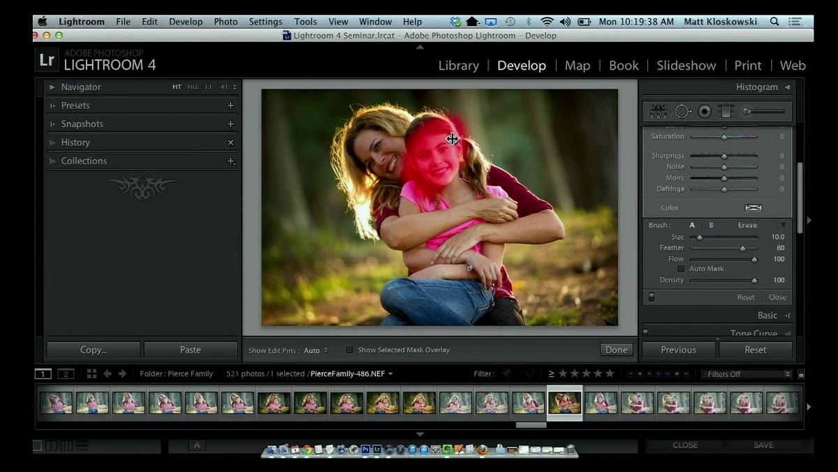 Adjustment brush pins visible on new photo with misplaced mask