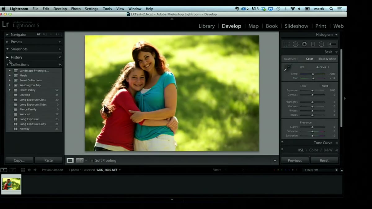 Develop module open with Highlights slider being pulled back