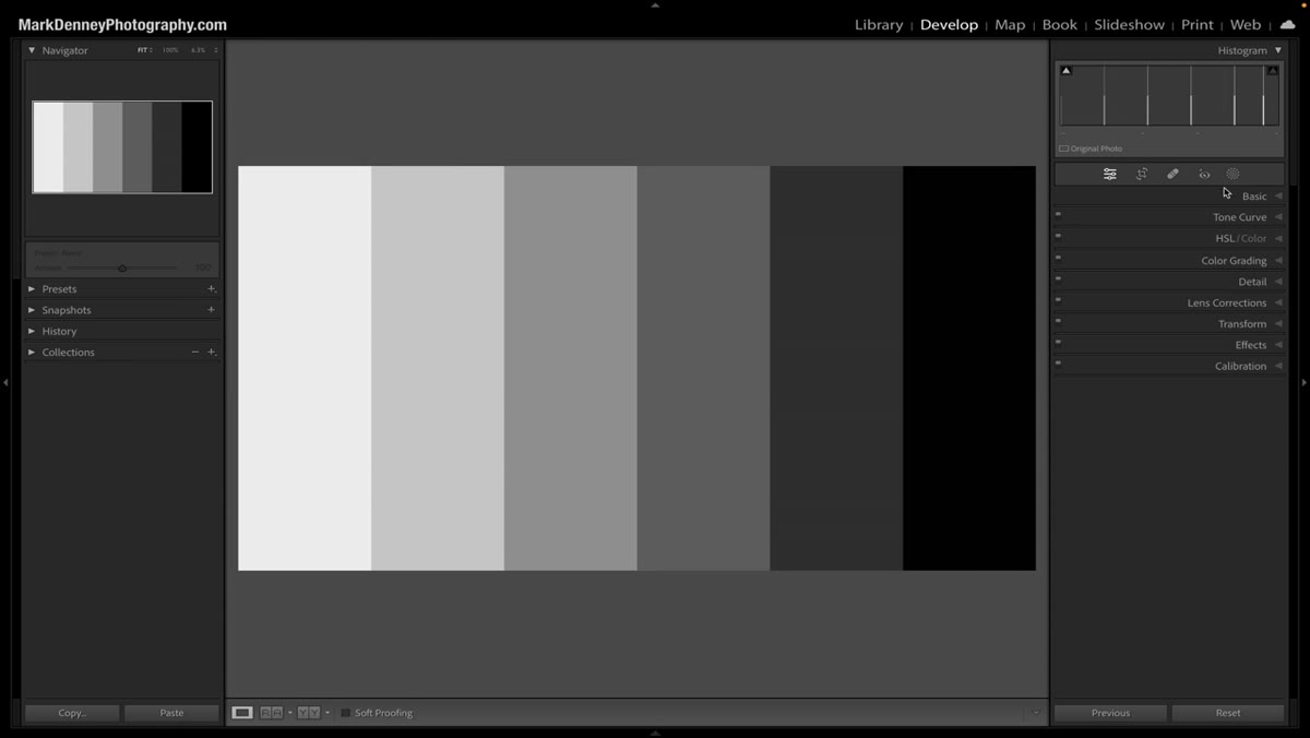 Tone curve panel open in Lightroom develop module