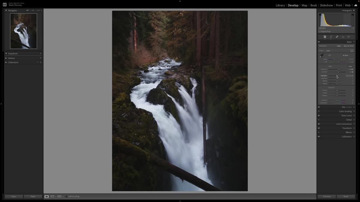 Contrast slider being adjusted in the Basics panel