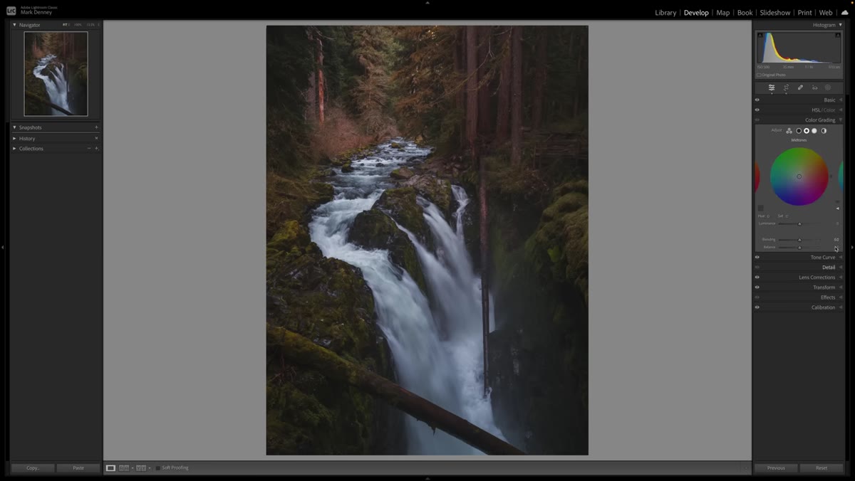 Color Grading panel open with Midtones selected