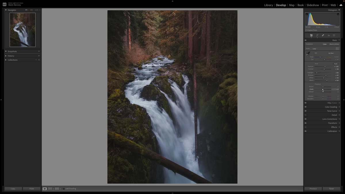 Clarity and Dehaze sliders being pulled into negative values
