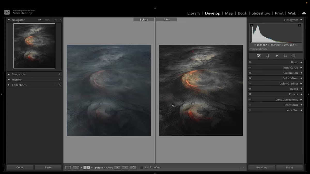 Split screen before and after view triggered by Y key