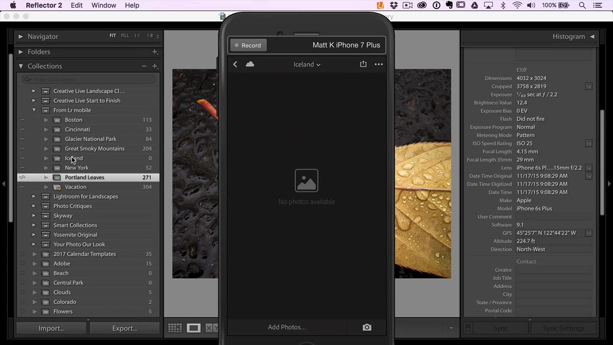 Add photos option visible at the bottom of the Iceland collection