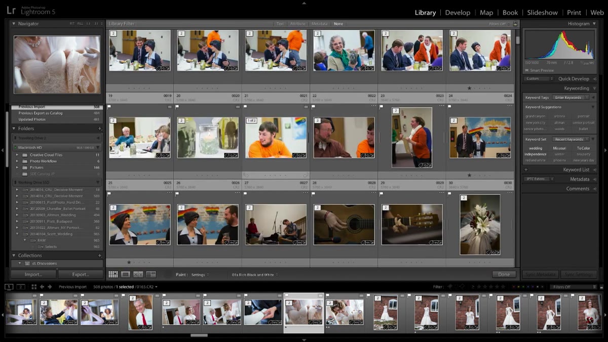 Wedding image with distracting orange shirts being converted to black and white