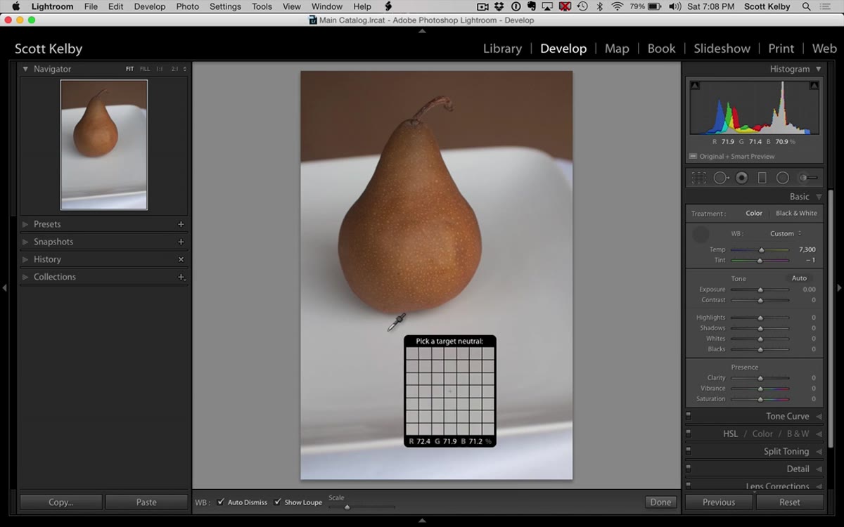 Loupe overlay on image showing pixel color grid beneath cursor