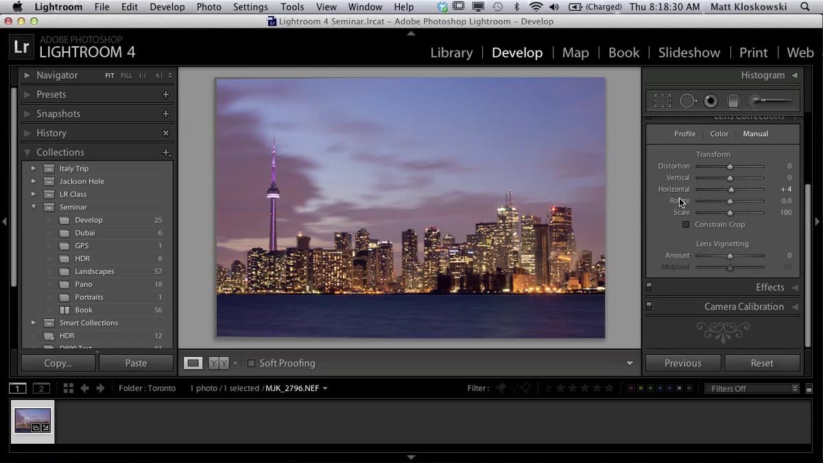 Transform panel with horizontal slider being adjusted