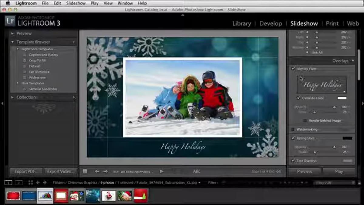 Identity Plate editor open with custom holiday text typed in