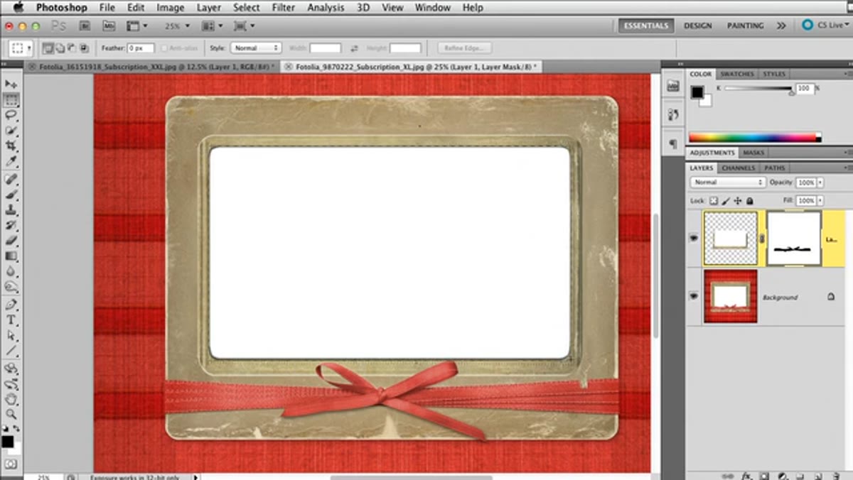 Rectangular Marquee tool drawing over rounded corner of card graphic
