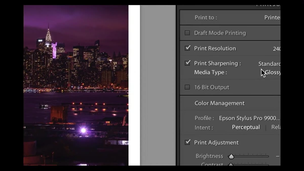 Print module panel visible in Lightroom&rsquo;s right sidebar
