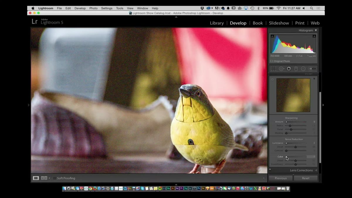 Color noise slider being moved right in Detail panel